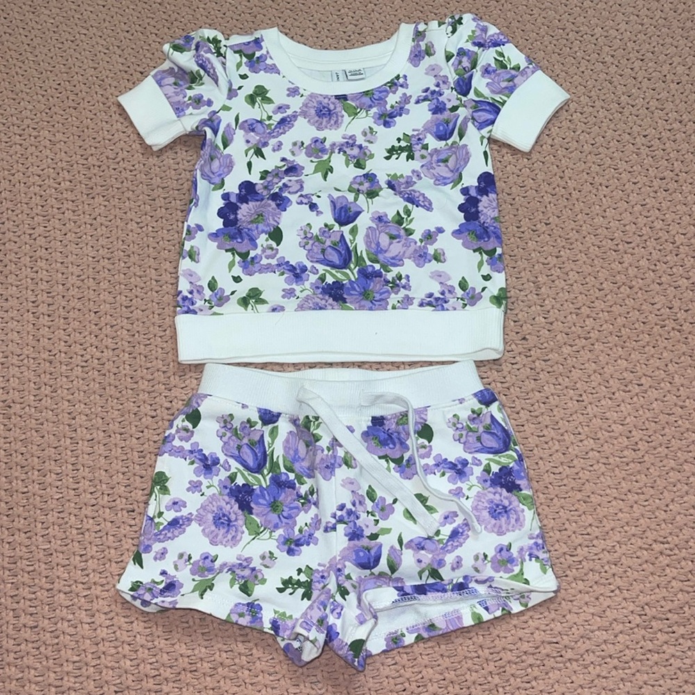 12-18 month Janie and Jack purple and white floral set.